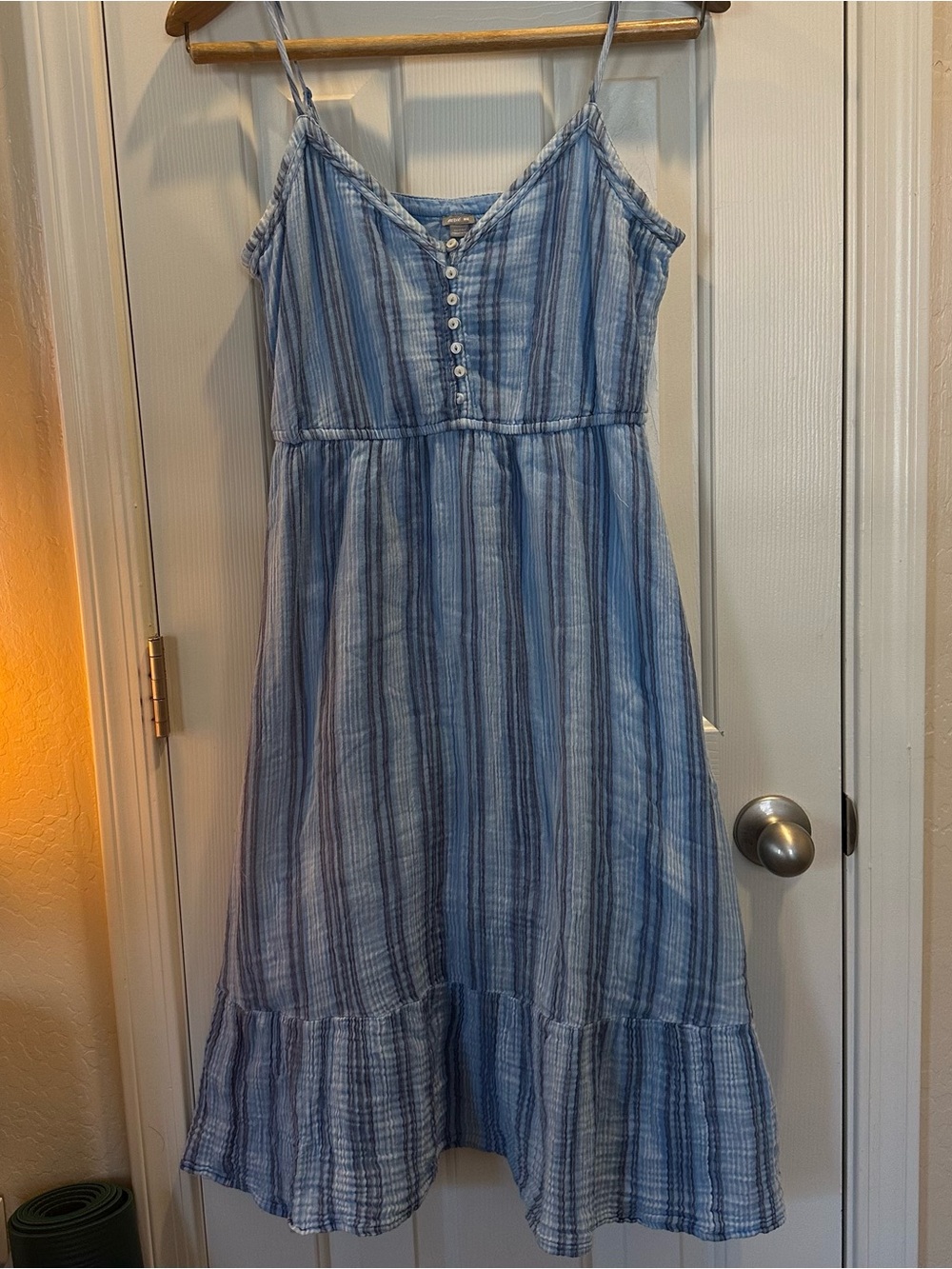 Aerie Light Blue Striped Midi Dress